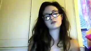 A student with glasses gets naked during a video call