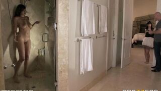 Babe was fucked by a guy with a huge cock in the bedroom