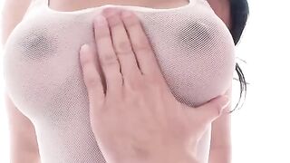 A charming girl sat on the dick and got cum on her tits
