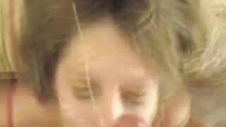 A hot guy came to the girl and made a cumshot on her face