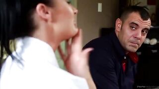 Alektra Blue does massage and sits on a cock