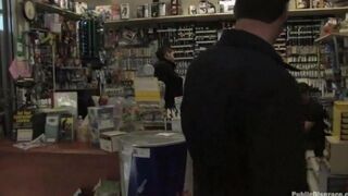 The little girl was fucked hard in the store