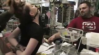 The little girl was fucked hard in the store