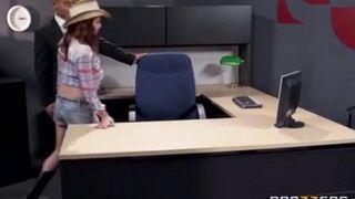 An Asian man fucks a girl who is his secretary in the office
