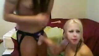 The blonde with big boobs is fucking in the chat room online