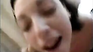 A girl has anal sex with two guys and a friend, licking cum