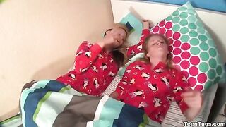 Two sisters learned to jerk off a member from a man