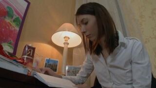 Alena teaches English with her ass for Russian students