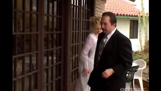 A sexy bride is cheating on her husband with someone else