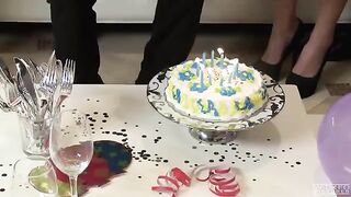 A husband has sex with his wife in the bathroom, she is very glad