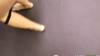 The cute blonde girl has a sweet and gentle blowjob skill