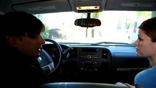 A girl gave a blowjob to her friend, who was driving a car