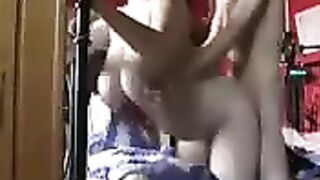 A woman with big boobs fucks her husband’s cock at home in this steamy homemade scene