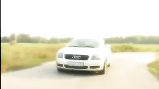 A girl with a shaved pussy was given on the bonnet, showcasing passionate pussy licking