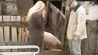 A hot chick from the village has anal sex outdoors