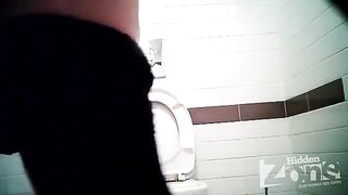 A hidden camera in the toilet of the shop caught a couple getting intimate