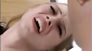 Blonde with fragile look gets her pussy smashed by a fisting