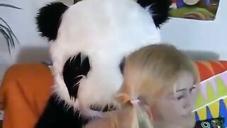 A cute girl fucks with her favorite panda toy