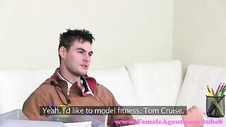 A blonde girl is fucking with a photographer on the casting couch