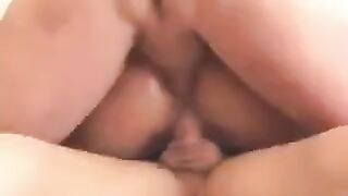 A guy fucks his wife's friend on the couch wearing only underwear