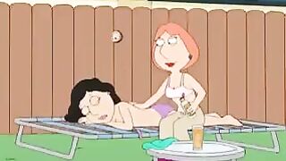 Lesbian sex with Griffins, featuring Bonnie and Lois in a steamy cartoon scene