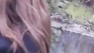 A girl isn't embarrassed to make a blowjob in the public place