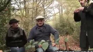 Father and son fuck her daughter and sister in the forest