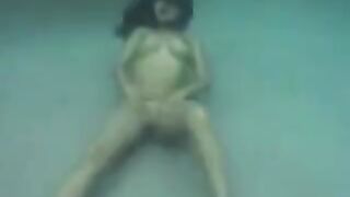 Sex on the beach with busty brunette and her big boobs