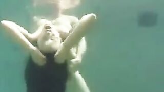 Sex on the beach with busty brunette and her big boobs
