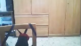 A woman fucks in front of a webcam with her husband