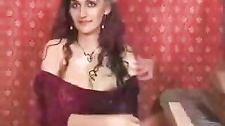 Fingered hairy pussy with natural big tits action