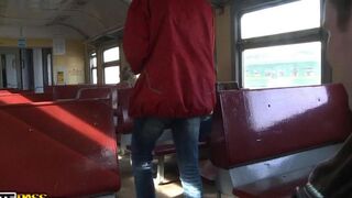 A girl was picked up at the train station and fucked by many