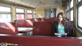 A girl was picked up at the train station and fucked by many