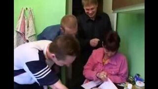 A Russian mom got fucked by three guys in a steamy foursome