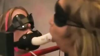 Bondage play with lesbian beauties, who use sex toys for pleasure