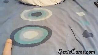 Girl checks out sex toys in front of a webcam online