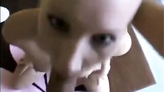 Girl makes a deep blowjob with the help of her tongue in this hot video