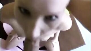 Girl makes a deep blowjob with the help of her tongue in this hot video