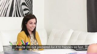 Young floozie Tracy Lindsay at lesbian casting with a female agent
