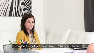 Young floozie Tracy Lindsay at lesbian casting with a female agent