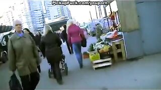 A guy picked up a blonde and fucked her on the street, as ordered