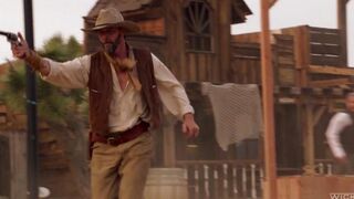 A cowboy punished a girl but licked her clitoris
