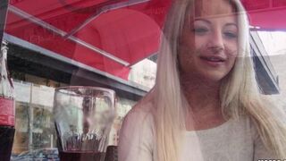 A sexy blonde girl with big natural tits gets fucked by a young man