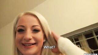 A sexy blonde girl with big natural tits gets fucked by a young man