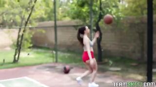 A cute girl made a gift for the basketball player in appreciation