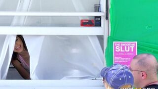 A man fucked his girlfriend in the diner on wheels with intense passion