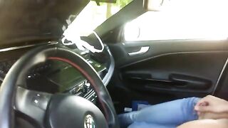 Blonde teen gets her pussy eaten in the car
