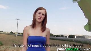 Babe redhead has sex right in the hay