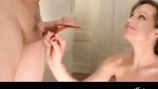 The man was fucked by a blowjob with powerful cumshot