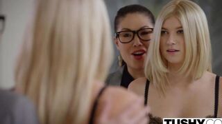 Blondie in stockings gets her ass railed deep and hard